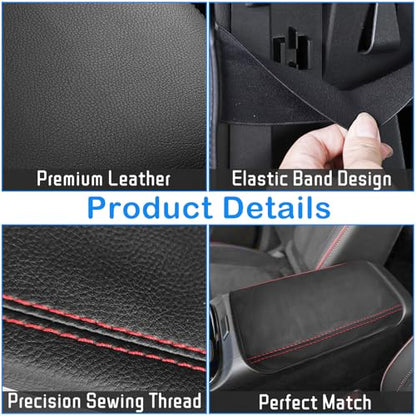 QianBao Compatible with Hyundai Tucson 2022 2023 2024 Leather Armrest Box Center Console Cover Middle Console Cover Protector Red Stitches