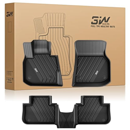 3W Floor Mats BMW X5 2019-2024 2025 2026, TPE All Weather Custom Fit Floor Liner for BMW X5 40i 50i 45e M50iM 1st&2nd Rows Full Set Car Mats Black (Only for 5 Passenger Seat) - style: 3) X5 2019-2026 | Floor Mats