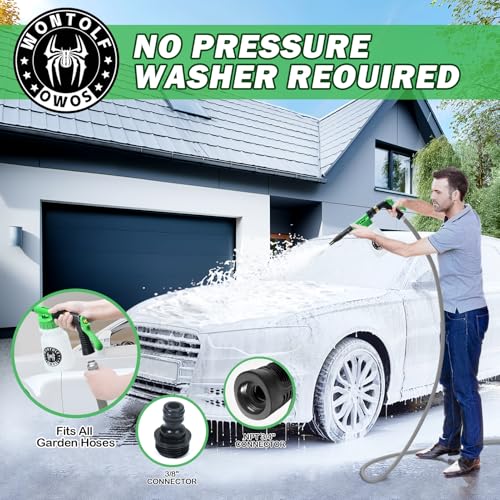 Wontolf CWK188 Car Wash Kit with Foam Gun, Car Wash Soap, Interior Detailer Cleaner, Wheel Cleaner, Car Care Cleaning Detailing Kit for Cars Trucks RVs SUVs Motorcycles (Works w/Garden Hose), 10 Items - size: 1.6 Fl Oz (Pack of 10)