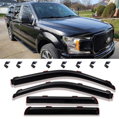 in-Channel Rain Guards Window Visors Side Wind Deflectors Vent Guard Shade for Ford F-150 SuperCrew/Crew Cab 2009-2014,Sun 194155,in Channel 4-Pieces Set - size: 2009-2014 F150 Crew Cab In-Channel