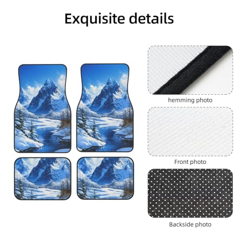 Snow Mountain Car Floor Mats,4 Piece, Car Rug Durable Anti-Slip Waterproof Trim to Fit Liner Universal Fit Auto,Sedan,SUV,Truck