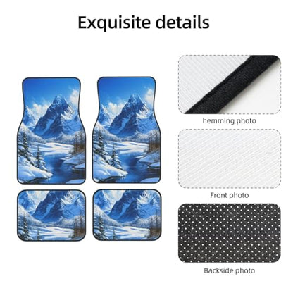 Snow Mountain Car Floor Mats,4 Piece, Car Rug Durable Anti-Slip Waterproof Trim to Fit Liner Universal Fit Auto,Sedan,SUV,Truck