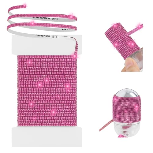 10-Yard Rhinestone Ribbon Self Adhesive Crystal Rhinestones, 2-Rows Bedazzling Strips, 10-Yard Rhinestone Strips for DIY Craft, Rhinestones for Crafting, Home Decor, Rose Red02 - color: Rose Red (02) - 10-Yard - 2-Rows