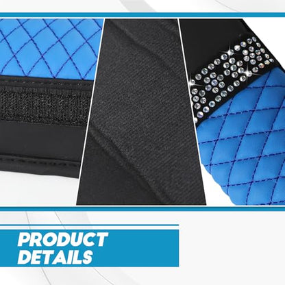 wuyaoyao 2PCS Bling Car Seat Belt Cover Pad, Breathable Leather Seatbelt Covers for Cars, Soft Comfortable Seatbelt Shoulder Strap Covers, Rhinestone Auto Seat Belt Protector Cushion (Blue) - color: Blue