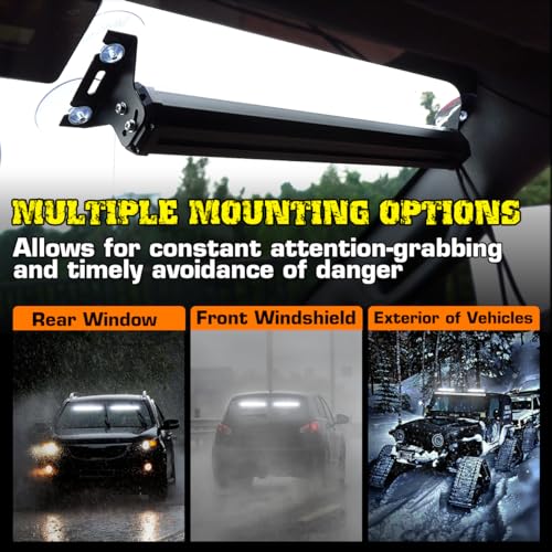 2x17.7 Emergency Traffic Advisor Strobe Lights Bar for Vehicles Trucks Safety Warning Lights w/Remote Control, Caution Lights for Construction Vehicles Trucks, White - color: #09 White