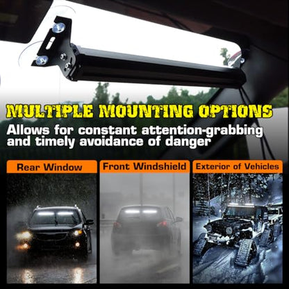 2x17.7 Emergency Traffic Advisor Strobe Lights Bar for Vehicles Trucks Safety Warning Lights w/Remote Control, Caution Lights for Construction Vehicles Trucks, White - color: #09 White