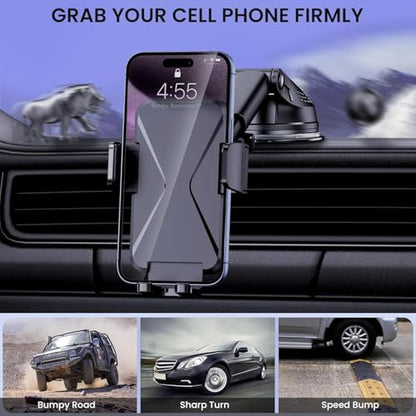 GUWEZ Universal Car Vent Phone Mount: 360° Swivel Holder for Smartphones, Secure Hands-Free Cradle for Easy Navigation & Calls - style: Windshield/Dashboard/Vent-B