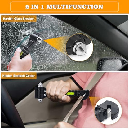 THINKWORK Car Window Breaker, Glass Breaker, Window Breaker Seatbelt Cutter, 2-in-1 Car Safety Hammer with One Second Emergency Glass Hammer, Safety Emergency Car Escape Tool for Car, Office, Home - color: New 2-black