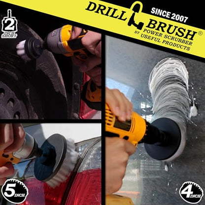 Car Accessories - Drill Brush Attachment for Washing, Wheels, Mats, Detailing - Carpet and Upholstery Cleaner - Boat and Kayak Hull Accessories - Glass and Fiberglass Cleaner - color: White