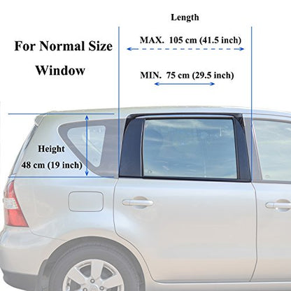 TFY Universal Car Rear Side-Door Square-Window Sunshades - for Vehicles with Side Windows 29.5Inch - 41.5Inch W x 19Inch H (Regular Rectangular Window) - size: Regular Rectangular Window