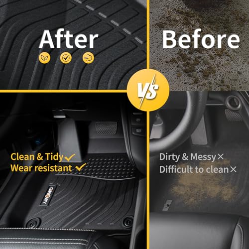 GINOWY-Floor Mats for Buick Enclave 2018-2024, TPE All Weather Mats Enclave with 2nd Row Bucket Seats, Non-Slip Waterproof Winter Enclave Floor Liners Accessories, Black - style: 1) for Buick Enclave 2018-2024 Floor Mats