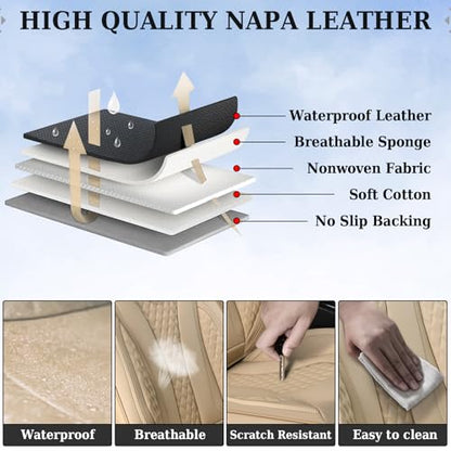 Coverado Automotive Seat Covers, Back Car Seat Cover, Rear Seat Cover, 3-Pieces Luxury Car Seat Cushion, Beige Seat Cover Seat Protector Universal Fit Most Cars - color: Beige, size: Back Seat Cover