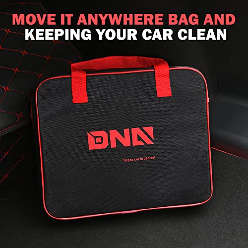 DNA Motoring Car Detailing Brush Cleaning Tools Set with Carry Bag for Auto Interior & Exterior Wheel Dashboard Vent, Red,TOOLS-00278 - style: Detailing Brush set Red
