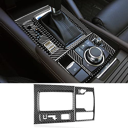 AIRSPEED for Mazda 6 2016-2017.5 with Automatic Transmission, Carbon Fiber Center Console Gear Shift Panel Cover Multimedia Knob Frame Cover Interior Trim - color: Gear Shift Panel