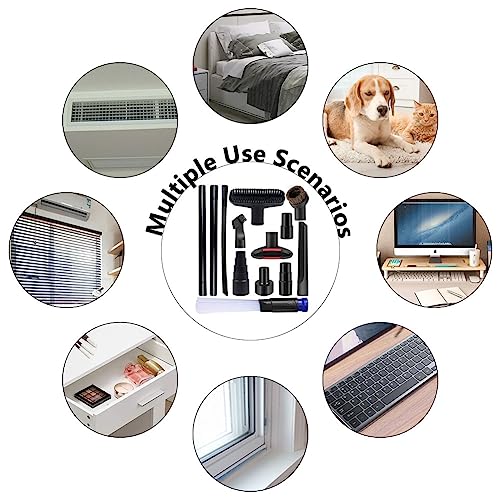 13 PCS Universal Vacuum Attachments for Shop Vac Accessories - 2 1/2" to 1 1/4" Vacuum Hose Adapter, 1 7/8" to 1" Adapter for Shop Vac, 1 1/4" Household Cleaning Vacuum Brush Attachment Kit - size: 13PCS