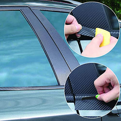 Spurtar Carbon Fiber Wrap Black Vinyl Wrap for Cars, 2 Inch x 20 ft Universal Chrome Delete Dry Carbon Fiber Tape Car Door Edge Guards Vehicle Detailing Tape Overlay Vehicle Exterior Accessories - size: 2 Inch x 20 ft