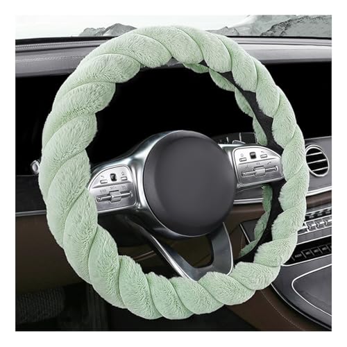 KVAEY Fluffy Car Steering Wheel Cover, 15 Inches Anti-Slip Round Fuzzy Winter Steering Wheel Protector, Soft Warm Plush Steering Wheel Cover for Women Girls, Car Accessories (Green, D-Shaped) - color: Green, size: D-Shaped