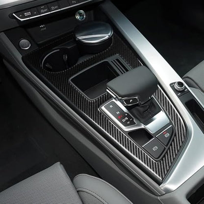 NVCNX Real Carbon Fiber Compatible with Audi B9 A4 S4 A5 S5 2020-2025 / RS5 2021-2025 2022 2023 2024 Car Center Console Gear Shift Panel Cover Sticker Decal Interior Trim Accessories 1PC - color: Center Console Gear Shift Panel for 2020-2025