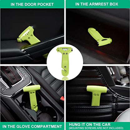 MOTORBUDDY 2-Pack Car Safety Hammer, Auto Emergency Escape Hammer with Window Breaker and Seat Belt Cutter, Emergency Escape Tool for Car Accidents, Glow in The Dark - color: Green