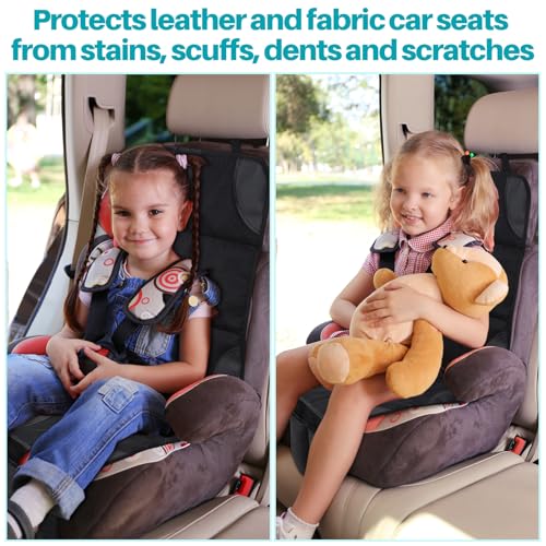 Aurelema 2 Pcs Car Seat Protector with Non-Slip Backing and Mesh Pockets 600d Fabric Child Car Seat Covers Waterproof, Durable for Baby and Pet, Sedan SUV Truck (Black) - color: Black