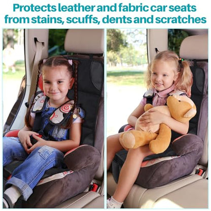 Aurelema 2 Pcs Car Seat Protector with Non-Slip Backing and Mesh Pockets 600d Fabric Child Car Seat Covers Waterproof, Durable for Baby and Pet, Sedan SUV Truck (Black) - color: Black