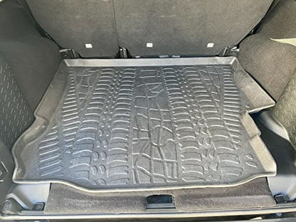Cargo Liner - Trunk Mat for Jeep Wrangler 2007-2018 – Weather-Resistant Trunk Mats for Cars with Raised Lip – Non-Slip Car Trunk Mat Rubber – Easy to Install – Laser Pre-Cut Design