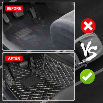 Car Floor Mats Fit for Nissan Kicks 2022-2025 All Weather Durability Leather Car Floor Mats, Skidproof Pedal, Waterproof, Wear-reistant(Black Beige) - color: Black Beige