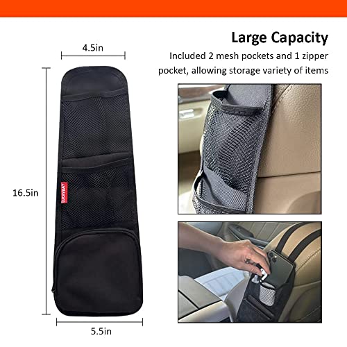 Car Seat Side Organizer, Auto Seat Storage Hanging Bag, Phones, Drink, Stuff Holder with Mesh Pocket for Cars, SUV & Truck - color: Black