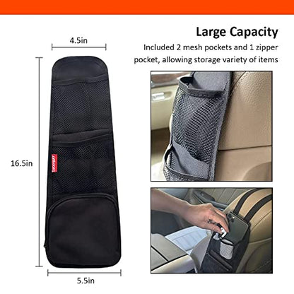 Car Seat Side Organizer, Auto Seat Storage Hanging Bag, Phones, Drink, Stuff Holder with Mesh Pocket for Cars, SUV & Truck - color: Black