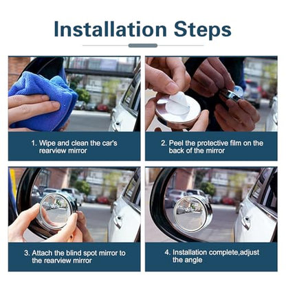 2 PCS Car Blind Spot Mirror, HD 360-degree Adjustable Angle Auxiliary Parts, Self-adhesive Wide-angle Small Round Mirror with Anti-collision Frame, for Most Cars Trucks (Black)
