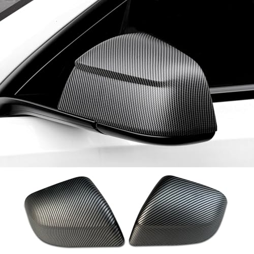 for Tesla Model Y Juniper Rearview Mirror Guard Cover, Side Mirror Cover Exterior Accessories fit for 2025 Model Y Juniper (MY Juniper-Matt Carbon Fiber Pattern) - color: MY Juniper-Matt Carbon Fiber Pattern
