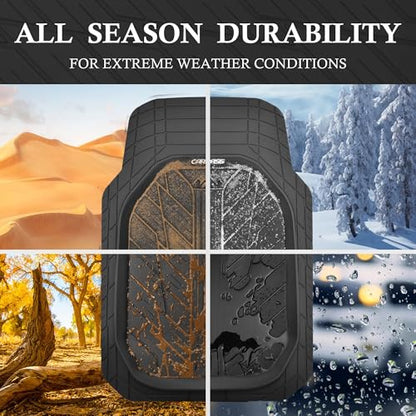 CAR PASS 3 Row Heavy Duty Rubber Car Mats, Deep-Dish All-Weather Floor Mats for 7 Seats 8 Seater 2nd & 3rd, Waterproof Universal Trim to Fit Liner Van,SUV,MPV,7 Passengers Vehicle,(Black 3 Row) - color: Black 3 Row