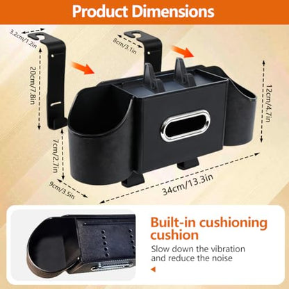 Back Seat Car Organizer with Car Seat Storage Hanging Bag, 4 in 1 Multifunctional Car Seat Back Storage Box, Car Organizer Back Seat with Tray, Hold Phone,Snacks, Drinks, Handbag