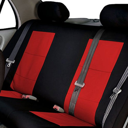 FH Group Universal Fit, Full Set Neoprene Car Seat Covers for Low Back Front Seat Covers, Solid Back Seat Cover, Washable Seat Cover for SUV, Sedan, Van, Red - color: Red/Black