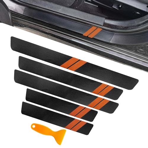 5PCS Car Door Sill Protector, Car Door Edge Guards, Carbon Fiber Auto Door Entry Edge Guard Sill Protection Sticker, Anti-Scratch Threshold Cover Strips for Most Vehicles (Yellow, 5PCS) - color: Yellow, size: 5PCS