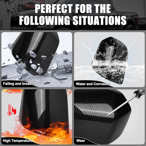 Carbon Fiber Direct Replacement Side Mirror Covers Caps for 2015-2020 Ford F150, Directly Replace Style, Not Sticker Style - color: Carbon Fiber
