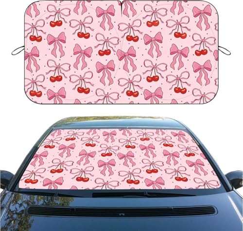 Pink Bow Car Windshield Sun Shade, Foldable Reflective Sunshade for Front Window, UV & Heat Blocking, Interior Protector, Universal Fit for SUV Sedan Truck, 59" x 31.5" - color: color 2