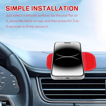 10PCS Car Dashboard Non-Slip Mat, Multifunctional Anti-Slide Sticky Pad for Auto Dashboard, Anti-Slip Dash Pad for Cell Phone, Radar Detector, Keys, Glasses, GPS, Coins (Red) - color: Red