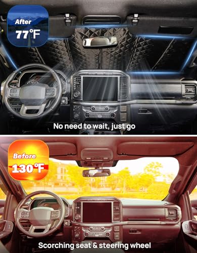 JOYTUTUS Windshield Sunshade, Fit for Ford 2015-2024 F150, Foldable Car Front Window Sun Shade, Car Sunshade Shield to Block Harmful UV Rays and Sun to Keep Your Vehicle Cool & Comfort