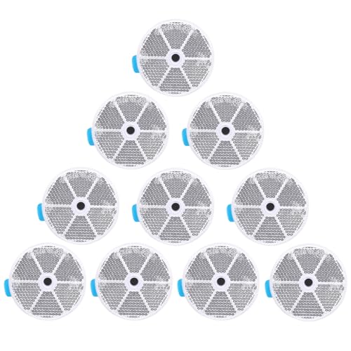 10 Pack White Self Adhesive and Screw on Round Reflectors, DOT SAE Approval Road Safety Gate Posts Rear Reflectors for Mailboxes Driveway Trailer Caravan Tunnels Truck Tractor Boat Lorry - color: white self adhesive