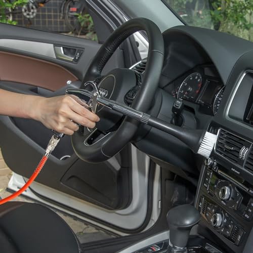 MYPIN Car Cleaning Gun, 6-9.2Bar, High Pressure Air Blow Gun with 2 Set Nozzle&Towel, Interior Car Cleaning for Vehicle Upholstery Carpet Seat - color: Black