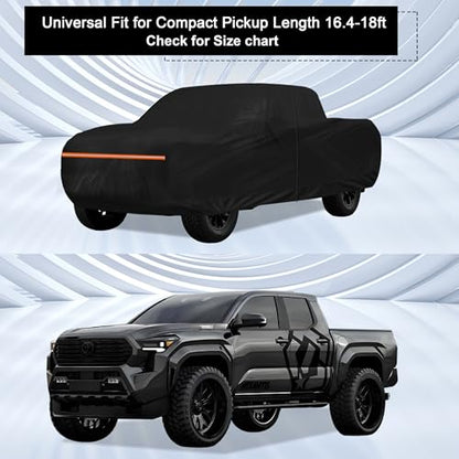 Amooca Heavy-Duty Car Covers Waterproof Sun-Proof All Weather for Automobiles Snow Cover 420D with Door Zipper Cotton Lining Universal Fit for Compact Pickup Truck Length 16.4-18ft - color: A07-Fit Compact Pickup Truck Length 16.4-18ft