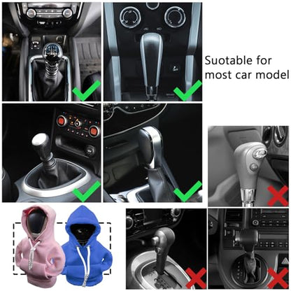 VVAG Universal Car Gear Shift Cover, 4.7 Inch Shifter Stick Protector, Funny Hoodie (Pink + Blue) - color: Pink+Blue