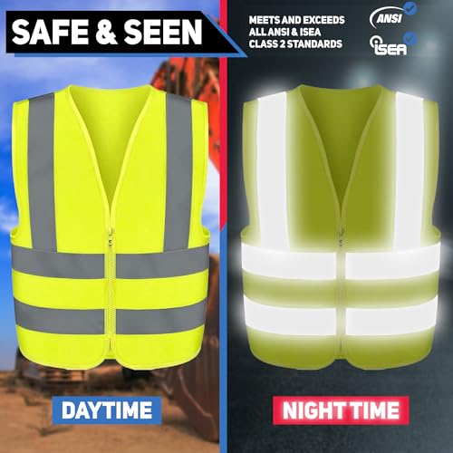 Neiko High Visibility Safety Vest ANSI Class 2, No Pocket, Neon Yellow, Large (L) - size: Large, style: Vest