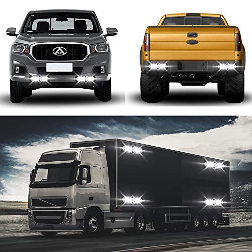 Teguangmei 12-24V 20-LED Super Bright Emergency Strobe Warning Caution Hazard Construction Waterproof Flashing Strobe LED Light Bar Surface Mount for Car Truck SUV Van (White) - color: White