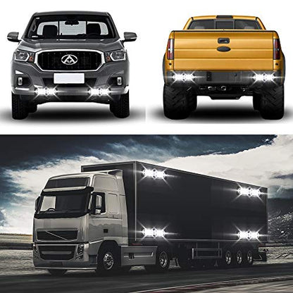 Teguangmei 12-24V 20-LED Super Bright Emergency Strobe Warning Caution Hazard Construction Waterproof Flashing Strobe LED Light Bar Surface Mount for Car Truck SUV Van (White) - color: White