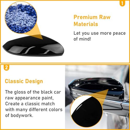 Moonlinks Compatible with 2016-2021 Honda Civic Side Mirror Cover Replacement,Glossy Black LH & RH Side Door Rearview Mirror Cap Trim for 10th Gen Civic,2019-2022 Insight,(1 Pair) - size: 10th-Pair Black
