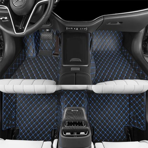 Car Floor mat is Compatible with 99% Models, All-Weather car Floor mat Completely Protects The Interior of The Vehicle, and Provides Vehicle Information to Complete Customization. (Black and Blue) - color: Black and blue