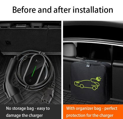 black 1pc jumper cable bag, car storage bag for charger,cable organizer, Includes EV charging cables for electric vehicles (Square) - size: Square