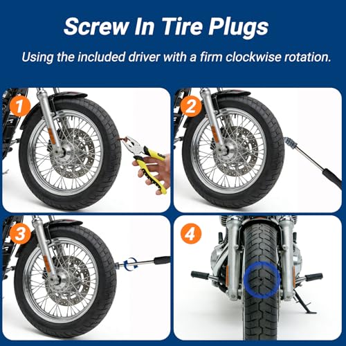 21 PCS Tire Repair Rubber Nail Kit, Premium Spiral Screw-in Tire Plugs with 2 Sizes, Emergency Roadside Flat Tire Fix Tool for Car Truck Motorcycle Tractor ATV SUV (20 PCS + 1PC Screwdriver) - size: 20 PCS + Screwdriver